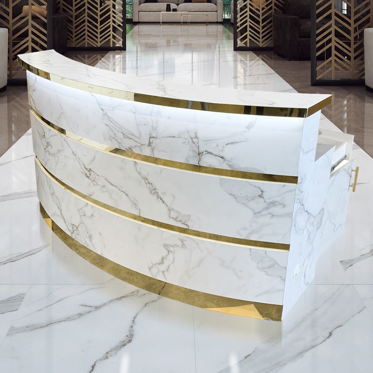 Whale Spa - Gold and Marble Reception Desk