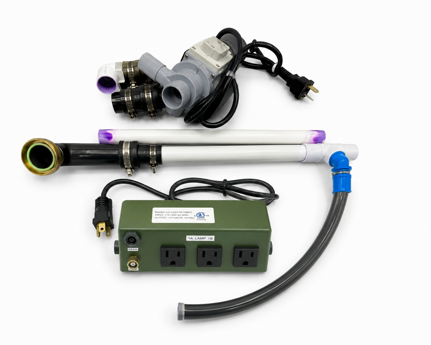 NEW DISCHARGE PUMP SET WITH POWER BOX ( TSB40-3A, Power box included 2 Mins timer, Air On/Off button, 1/8 Clear Hose, Pipe attachment.