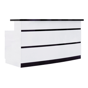 LUX BW Stripes Reception Desk (Light Curved)