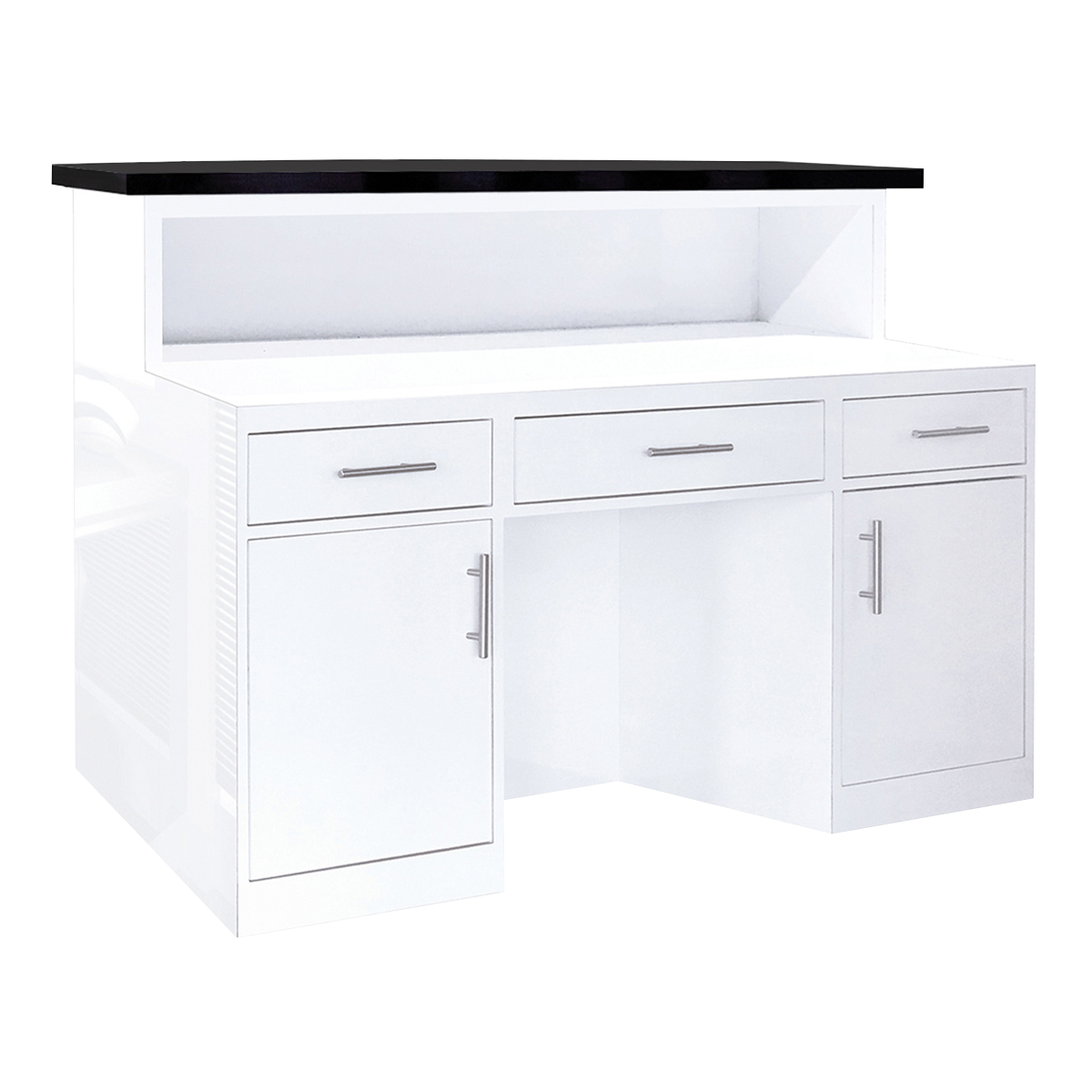 LUX BW Stripes Reception Desk (Light Curved)