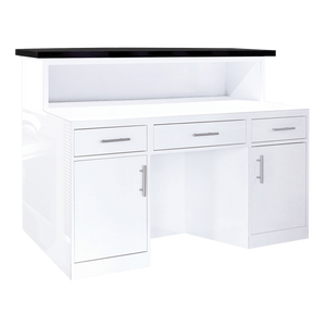 LUX BW Stripes Reception Desk (Light Curved)
