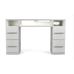 D3 Nail Table Bay Gray with Marble Top Pattern – Sleek & Modern Manicure Station