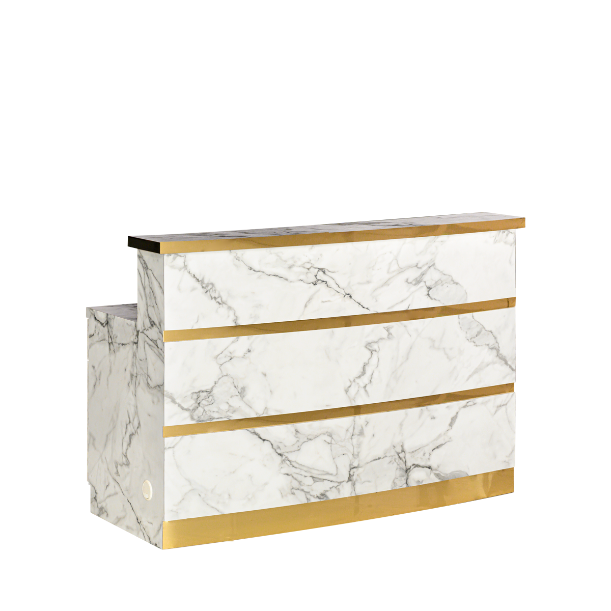Gold & Marble Reception Desk (Light Curved)