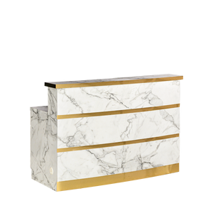Gold & Marble Reception Desk (Light Curved)