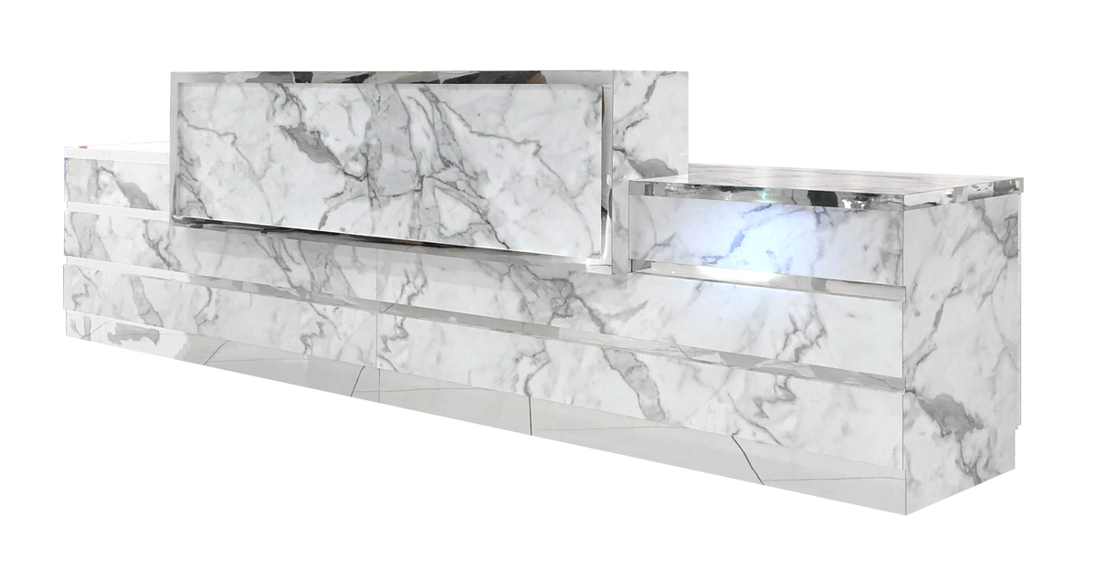 Whale Spa - Gold and Marble Reception Desk Straight