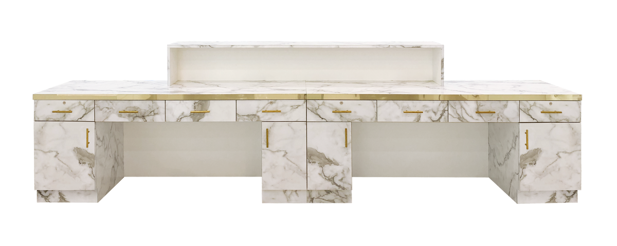 Whale Spa - Gold and Marble Reception Desk Straight