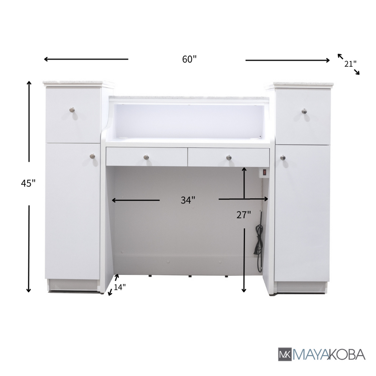 NAPA Reception Table w/ LED (White/Gold)