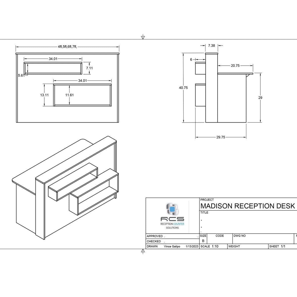 Madison Reception Desk, Office desk, Sales Desk, Sales Counter, Reception Counter, Front Desk, Check in Desk, - image 4