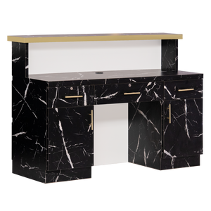 Gold & Marble Reception Desk (Light Curved)