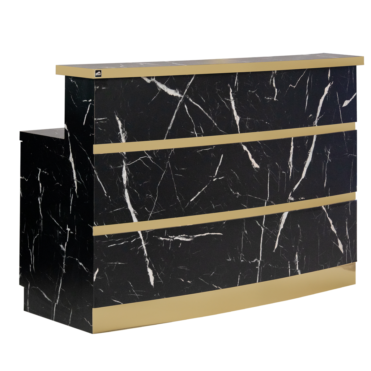 Gold & Marble Reception Desk (Light Curved)