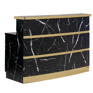 Gold & Marble Reception Desk (Light Curved)