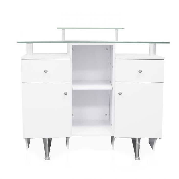 Glass Top Reception Table: Modern and Sleek Design for Reception Areas, Premium Quality