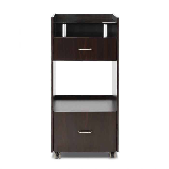 Glass Top Workstation Trolley with Draft Fan, Drawers, Cabinets & Frosted Glass Surface