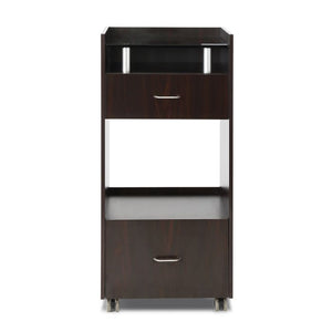 Glass Top Workstation Trolley with Draft Fan, Drawers, Cabinets & Frosted Glass Surface