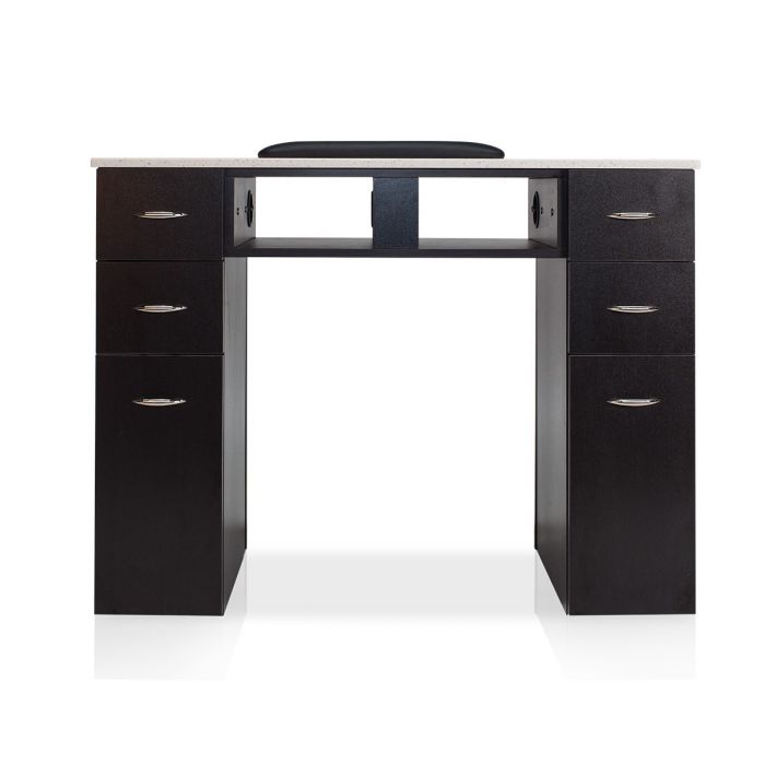 White Marble Top Nail Table - Premium Salon Furniture with Elegant White Granite Surface