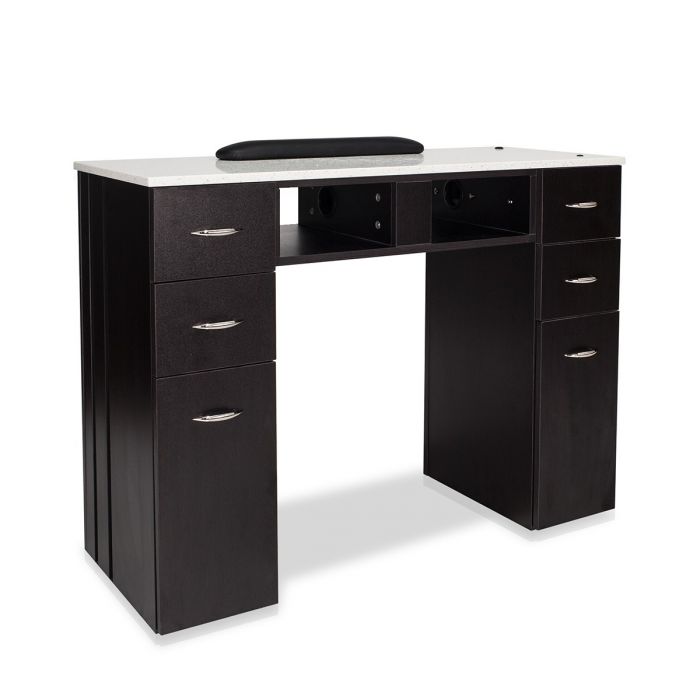 White Marble Top Nail Table - Premium Salon Furniture with Elegant White Granite Surface