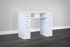 White Marble Top Nail Table - Premium Salon Furniture with Elegant White Granite Surface