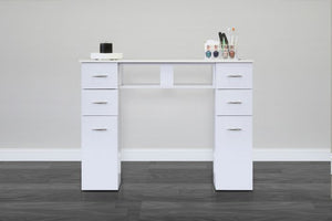 White Marble Top Nail Table - Premium Salon Furniture with Elegant White Granite Surface