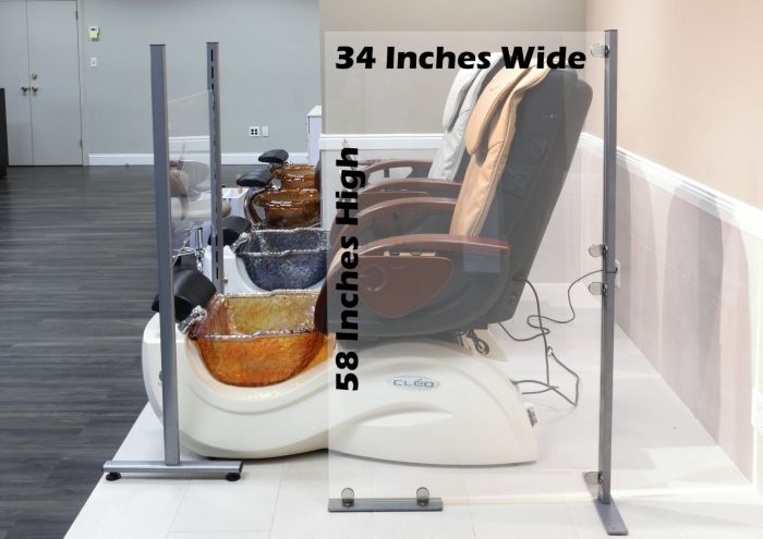 Protective Shield Barrier for Side Between Pedicure Spas - Side Barrier Shield for Pedicure Spas