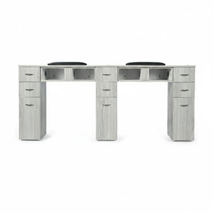 N164A Nail Table with White Marble Top & Gray Body – Single/Double Option