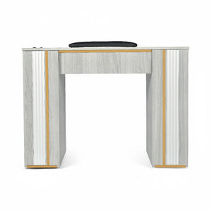 N164A Nail Table with White Marble Top & Gray Body – Single/Double Option